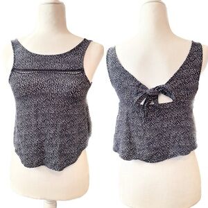 Xhilaration Knotted Back Crop Tank Top Polka Dot Navy White Boho Summer XS